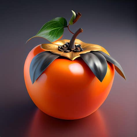 Premium AI Image Ripe Persimmon On A Dark Background 3d Illustration