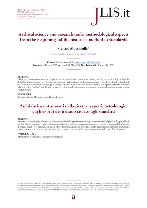 PDF Archival Science And Research Tools Methodological Aspects From