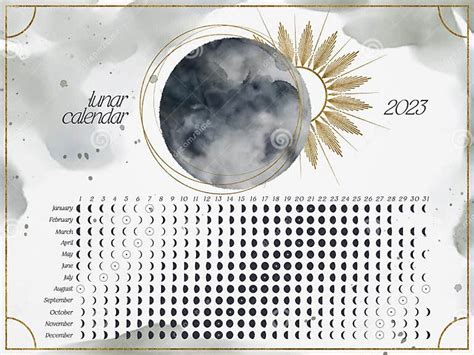 Horizontal Lunar Calendar 2023 For Northern Hemisphere Moon Calendar