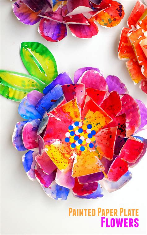 Hyper Colorful Painted Paper Plate Flowers! | Pink Stripey Socks