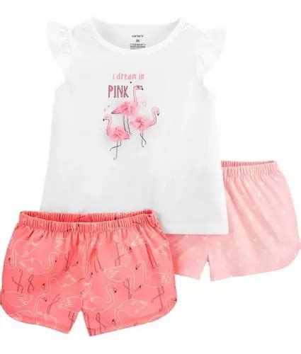 Pijama Carters 3 Peças Verão Calor Menina Flamingo 5t Frete grátis