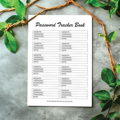 EDITABLE Password Tracker Printable, Log Password Keeper, Password