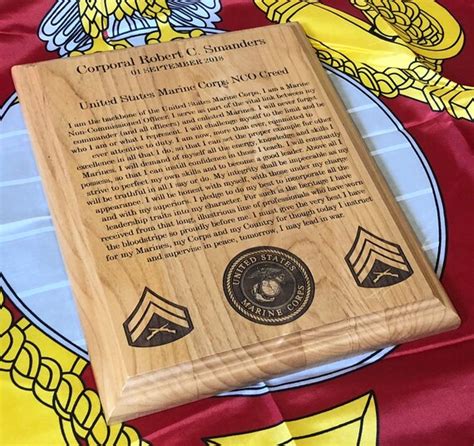 Marine Corps Nco Creed Plaque Usmc Customized And Laser Etsy