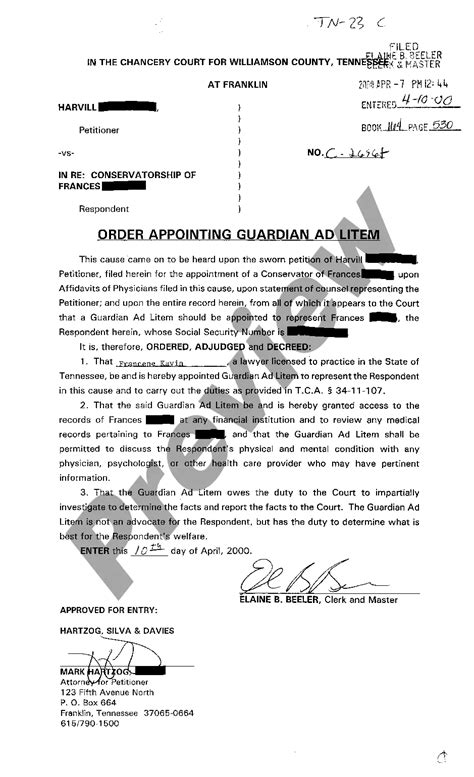 Tennessee Order Appointing Guardian Ad Litem Guardian Ad Litem Home