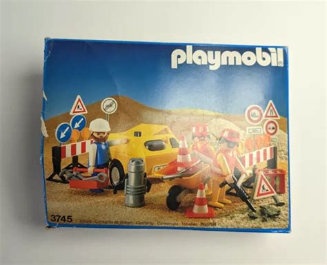 PLAYMOBIL 3745 Chantier Complet Avec Boite Vintage 1987 EUR 25 00