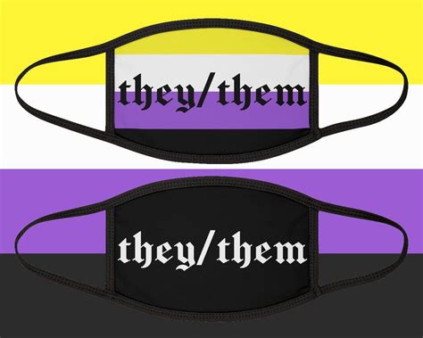 Nonbinary Pride Mask Enby Pride Mask Gender Pronouns Face Mask They