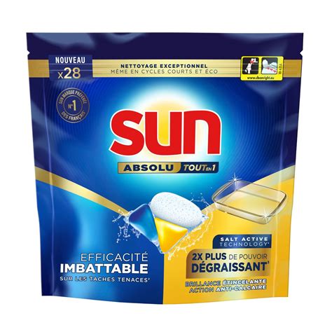 SUN Absolu tablette lave vaisselle tout en 1 dégraissant 28 tablettes