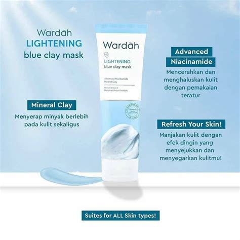 Jual Wardah Lightening Blue Clay Mask Advanced Niacinamide Gr