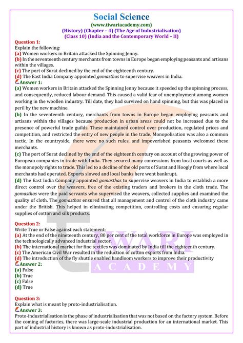 Class 10 History Chapter 4 The Age Of Industrialisation Solutions