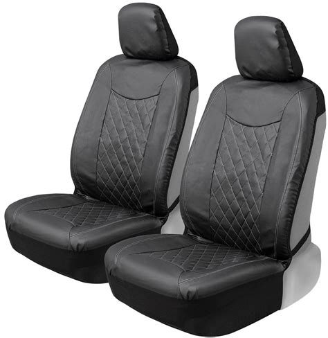 Motor Trend Stitched Faux Leather Car Seat Covers For Front Seats