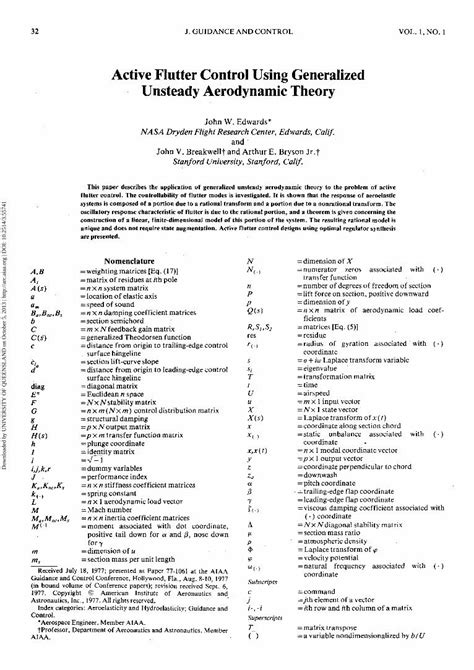 Pdf Active Flutter Control Using Generalized Unsteady Aerodynamic