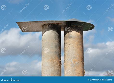 Close Up Of An Old Chimney Against A Blue Sky The Chimney Consists Of