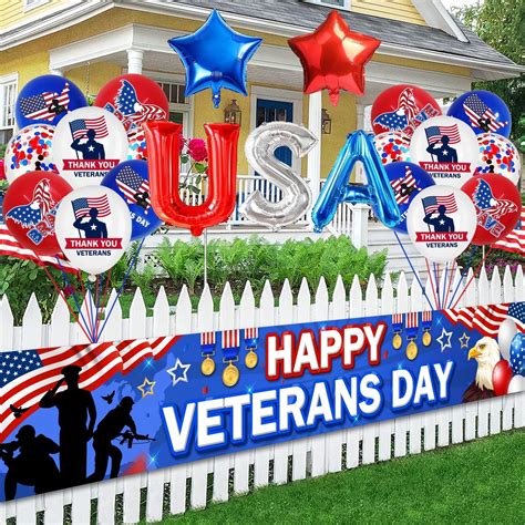 Amazon Veterans Day Decorations Banner Outdoor Happy Veterans Day