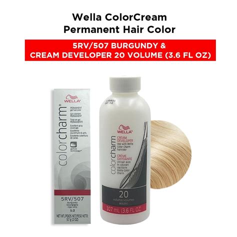 Wella Color Cream Permanent Gel Hair Color 2 Oz 5rv 507 Burgundy And Cream Developer 20