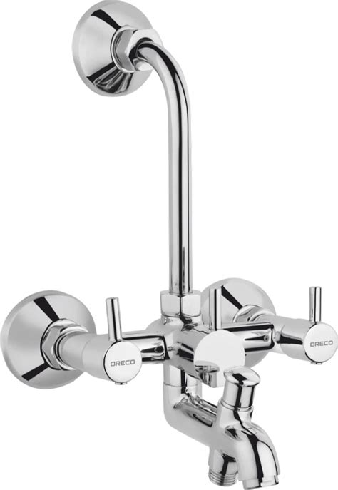 Oreco Three Handle Wall Mixer 3 In 1 For Overhead Shower With Wall Bend