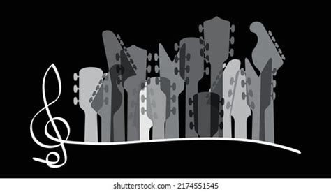 Cartoon Electric Guitars Headstock Rock Music Stock Vector Royalty