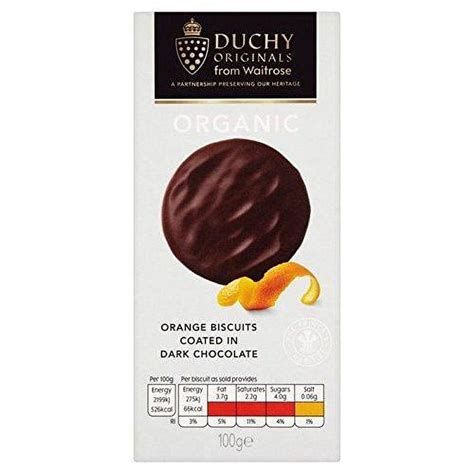 Duchy Waitrose Organic Dark Chocolate Orange Biscuits G Del