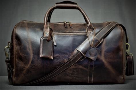 Personalised Handmade Leather Duffel Bag Large Travel Bag Mens