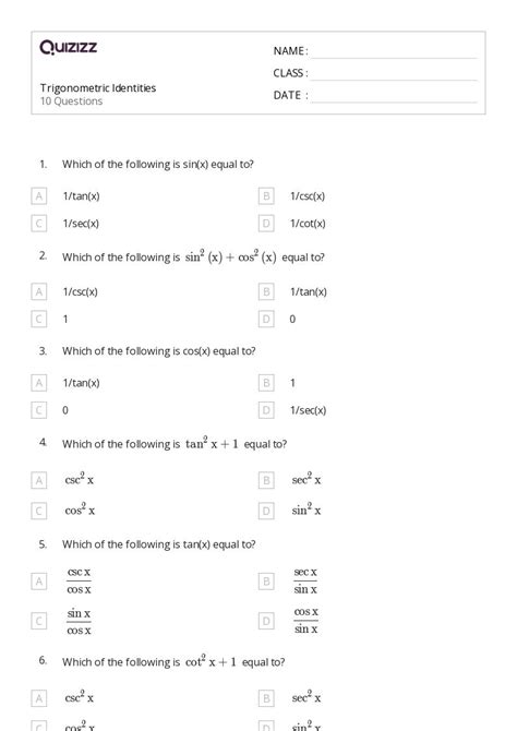 50 Trigonometric Identities Worksheets On Quizizz Free And Printable Worksheets Library