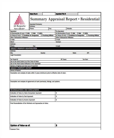 Free Sample Residential Appraisal Forms In Pdf