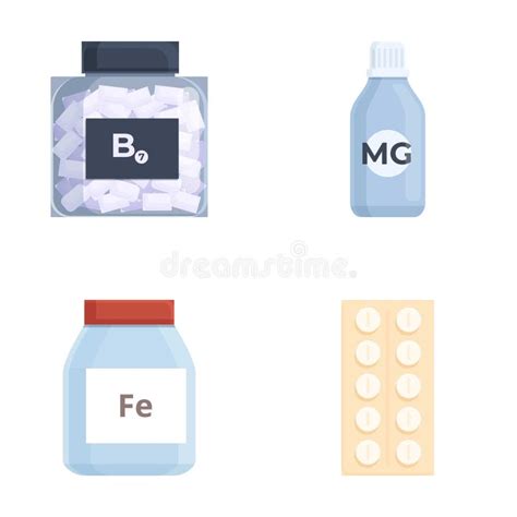 Various Vitamin And Mineral Supplements Illustration Stock Vector