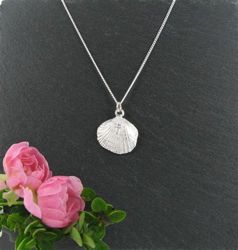 Silver Shell Necklace Sterling Silver Necklace Nautical Etsy