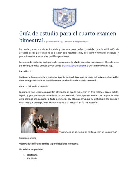 Guía de estudio para el cuarto examen bimestral