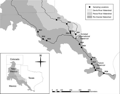 Map Of The Rio Grande Pecos River And Devils River Catchments In