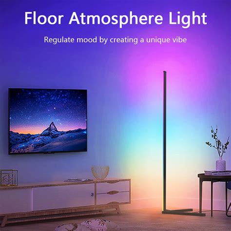 Miheal Lampu Lantai Smart Led Standing Lamp Corner Rgb 18w With Remote Mh 005 Black