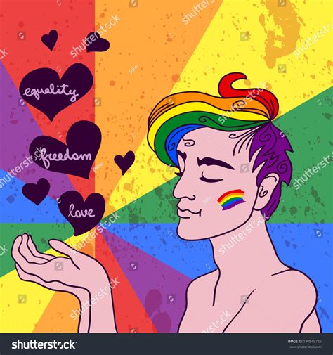 Lgbt Card Gay Man In Love Stock Vector Illustration 140549725