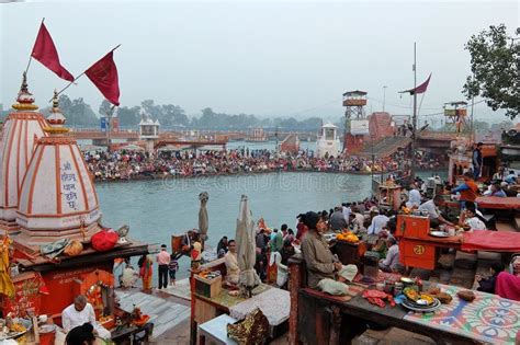 People On The Ganga River Embankment, Har Ki Pauri. Har Ki Pauri Is A ...