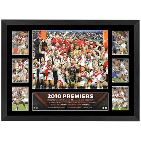 St George Dragons 2010 Premiers Tribute Print Framed Exclusivesignings