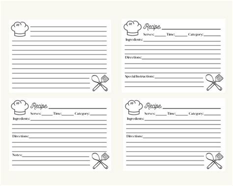 Recipe Card Printable Template Etsy Worksheets Library