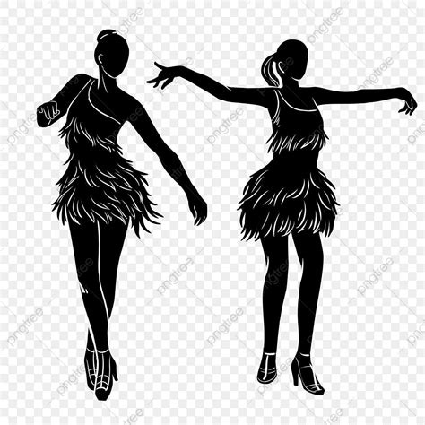 Vector Samba Single Dance Feather Skirt Action Silhouette Material Png