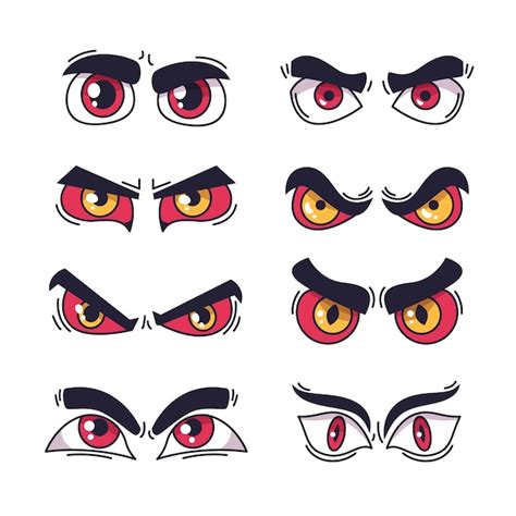 Premium Vector Hand Drawn Angry Eyes Cartoon Illustration