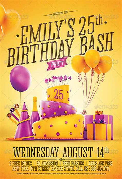 Birthday Party Invitation Flyer Template Download Psd Flyer Ffflyer