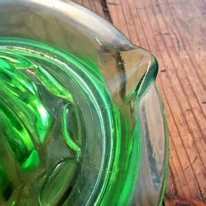 Green Depression Glass Juicer Vintage Vaseline Glass Counter Juicer