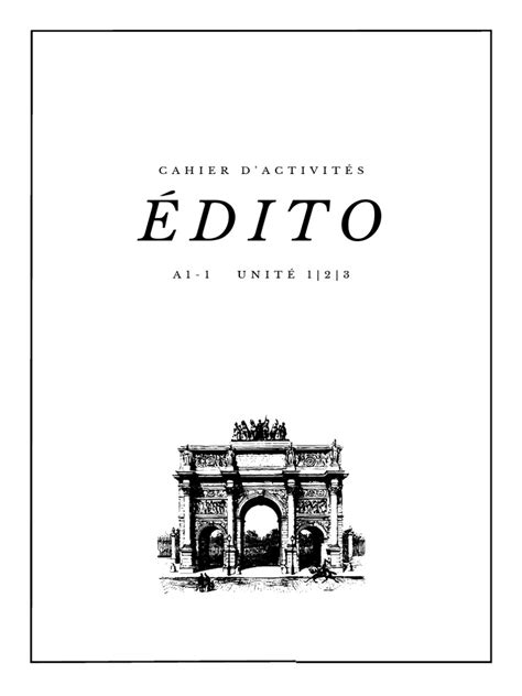 Edito A1 Cahier Unite 1 2 Et 3 Pdf