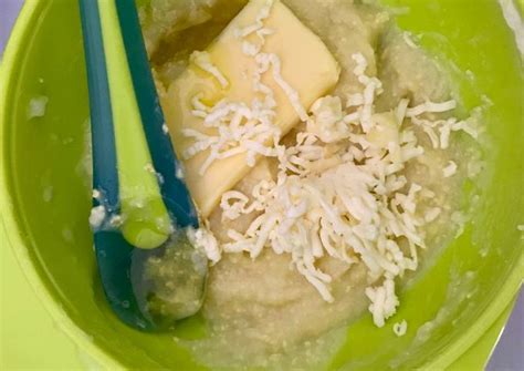 Resep Mpasi 6 Bulan Bubur Nasi Kuning Telur Keju Oleh Dinda Harumi