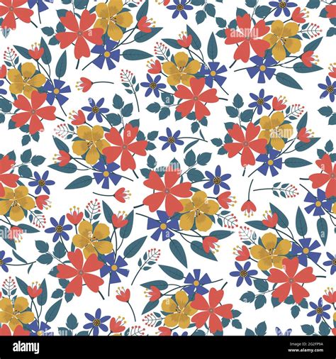 Ornate Trendy Artistic Flower Bouquet Seamless Pattern Design For