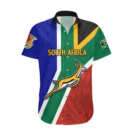 South Africa Springboks Hawaiian Shirt With Kente Pattern And South Af