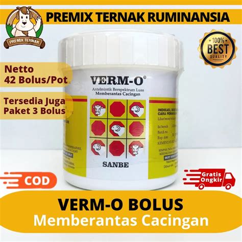 Jual Verm O Bolus Bolus Obat Cacing Sapi Kerbau Kuda Spektrum Luas