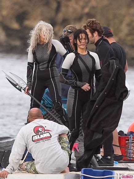 Katniss Peeta Finnick And Mags In Catching Fire Set Photos Hunger