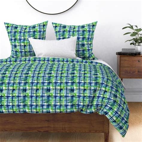 Watercolor Tartan Plaid In Blue And Fabric Spoonflower