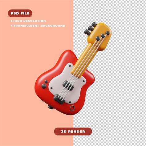 Ilustração 3d do ícone da guitarra elétrica PSD Premium