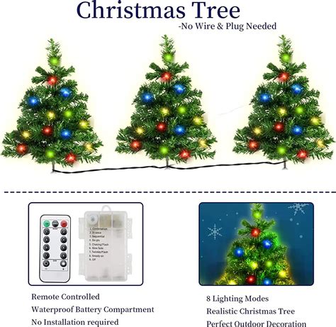 Biumart Led Solar Christmas Tree Lights Home Garden Decoration Ground