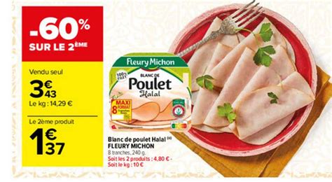 Promo Blanc De Poulet Halal Fleury Michon Chez Carrefour Market