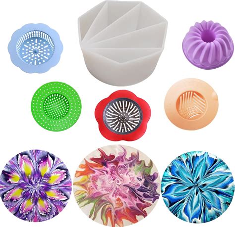 6pcs Split Cup Flower Pour Cup Silicone Paint Cup Acrylic Pouring