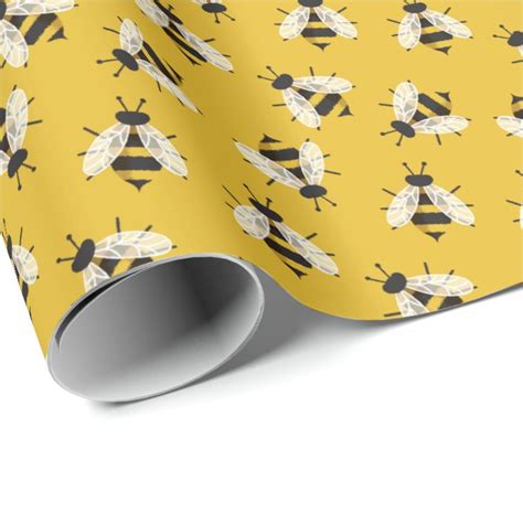 Rustic Illustrated Bumble Bee Wrapping Paper Uk