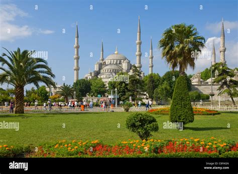 The Blue Mosque Sultan Ahmet Camii With Domes And Six Minarets